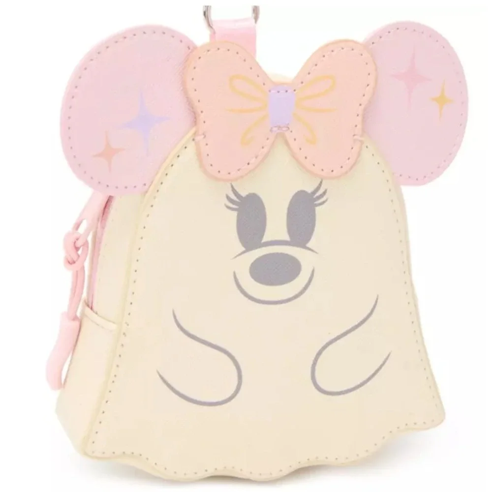 Disney Parks Halloween 2026 Minnie Mouse Ghost Coin Purse Bag Charm Keychain New
